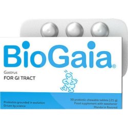 Biogaia Gastrus Dietary Supplement With Probiotics Mandarin Flavor - 30 Chewable Tablets