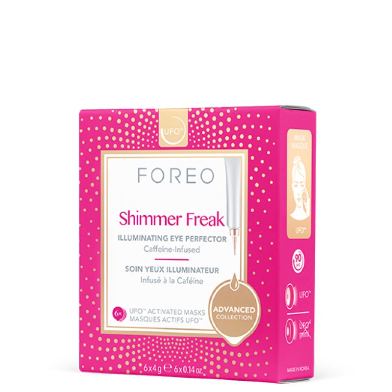 FOREO Shimmer Freak UFO Activated Facial Mask for Dark Circles & Puffiness 6 Pack Eye Illuminating Niacinamide Caffeine
