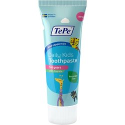 TePe Daily Kids Daily Fluoride Toothpaste for Children 3-6 Years Old - Prevents Cavities - Age Appropriate Fluoride
