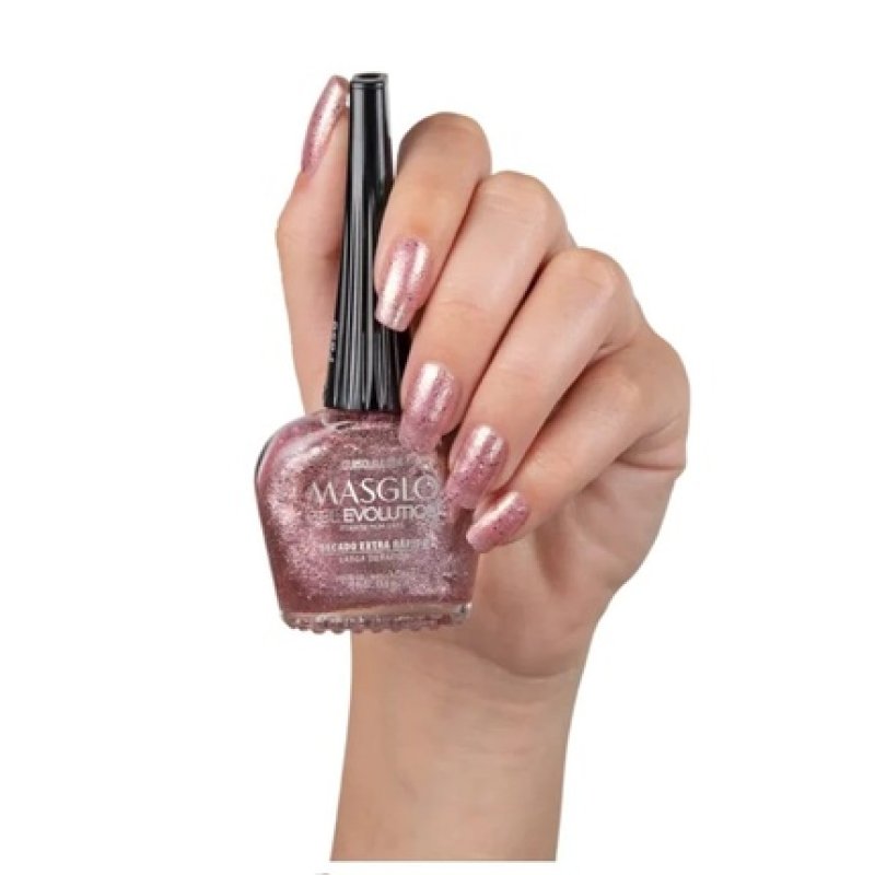 MASGLO GEL EVOLUTION Nail Polish Gel Effect No UV/Led Lamp Required Duration up to 12 days 0.5 Fl Oz