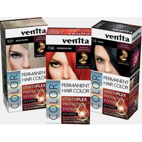 Venita Plex Anti-Damage Permanent Hair Dye with Keratin 100% Gray Coverage
