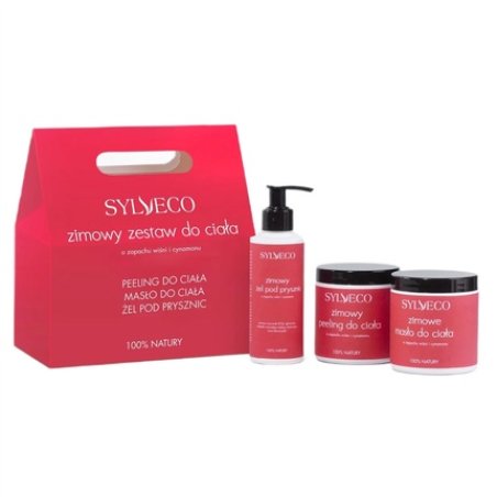 Sylveco Winter Body Set - Red Body Scrub 265ml, Shower Gel 150ml, Body Oil 250ml