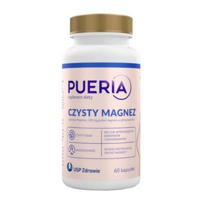 Pure Magnesium Supplement 60 Capsules for Nervous System, Muscles, Stress, Cramps, and Fatigue