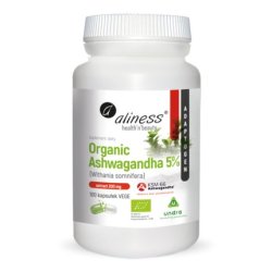 Aliness Organic Ashwagandha 5% KSM-66 200mg 100 Capsules