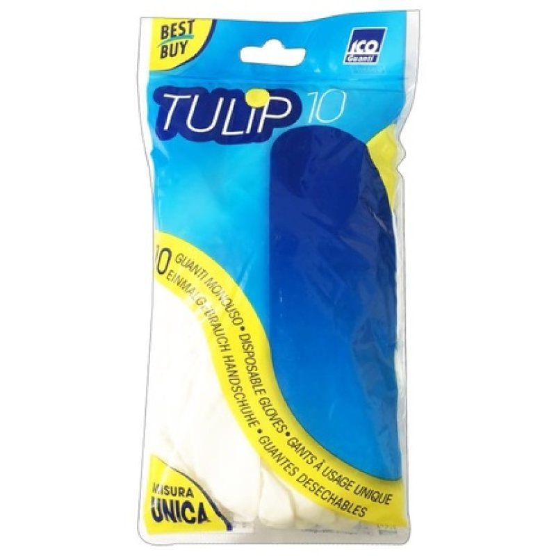 Latex Gloves 10 Pcs Tulip Size: One Size with Powder
