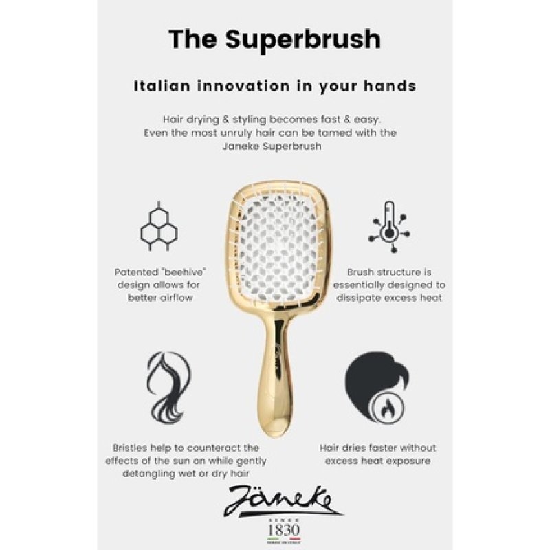 Janeke Superbrush Pastel Pink Body Curly Brush