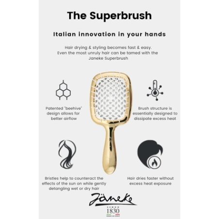 Janeke Superbrush Pastel Pink Body Curly Brush