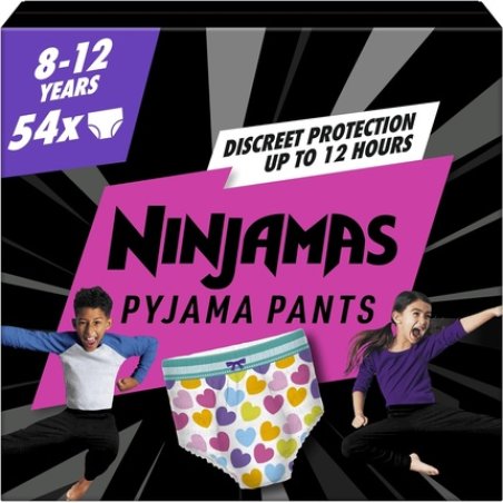 Pampers Ninjamas Pyjama Pants Unisex Hearts 54 Pants 27kg - 43kg All-Night Leak Protection