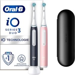 Oral-B iO Series 3N Duo, Elektrische Zahnbürste (schwarz/rosa, Matt Black//Blush Pink inkl. 2. Handstück)