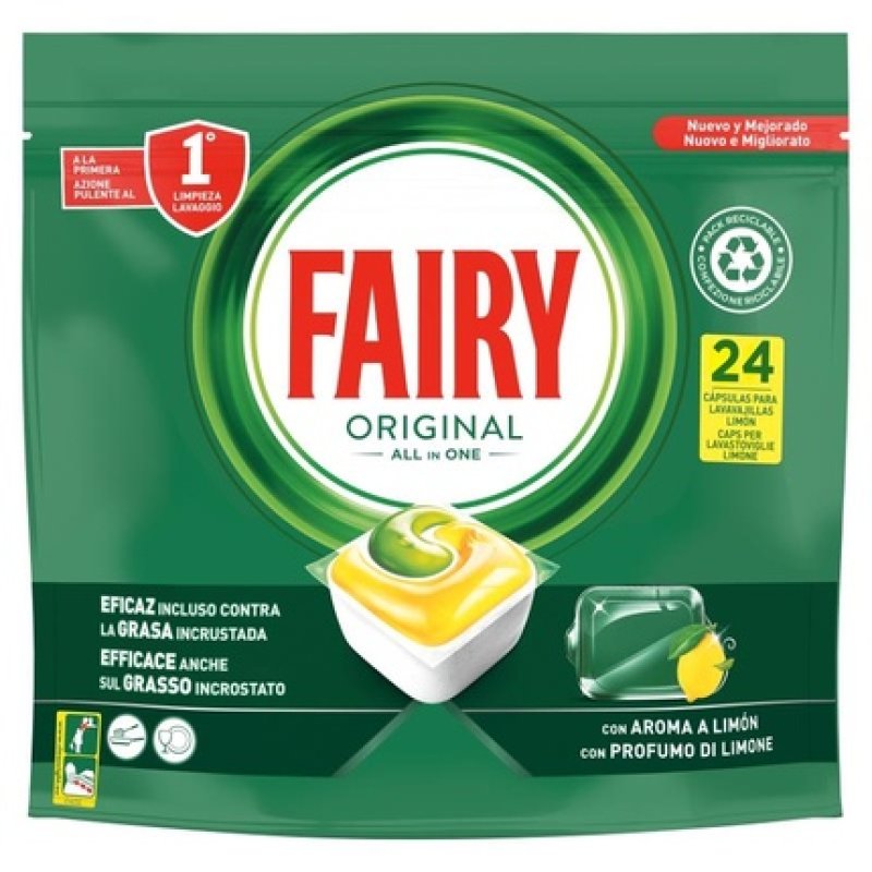 Fairy Tabs Lemon Dishwasher Tablets - 24 Pack