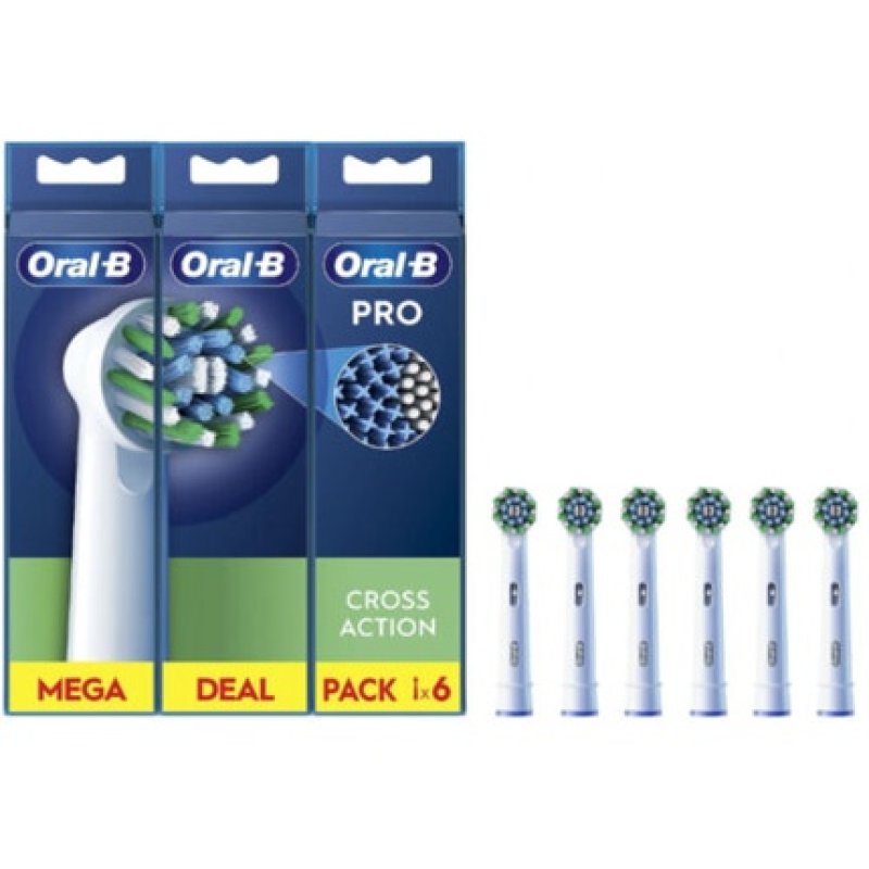 Oral-B Replacement Toothbrush Heads EB50RX-6 Cross Action Pro - Pack of 6