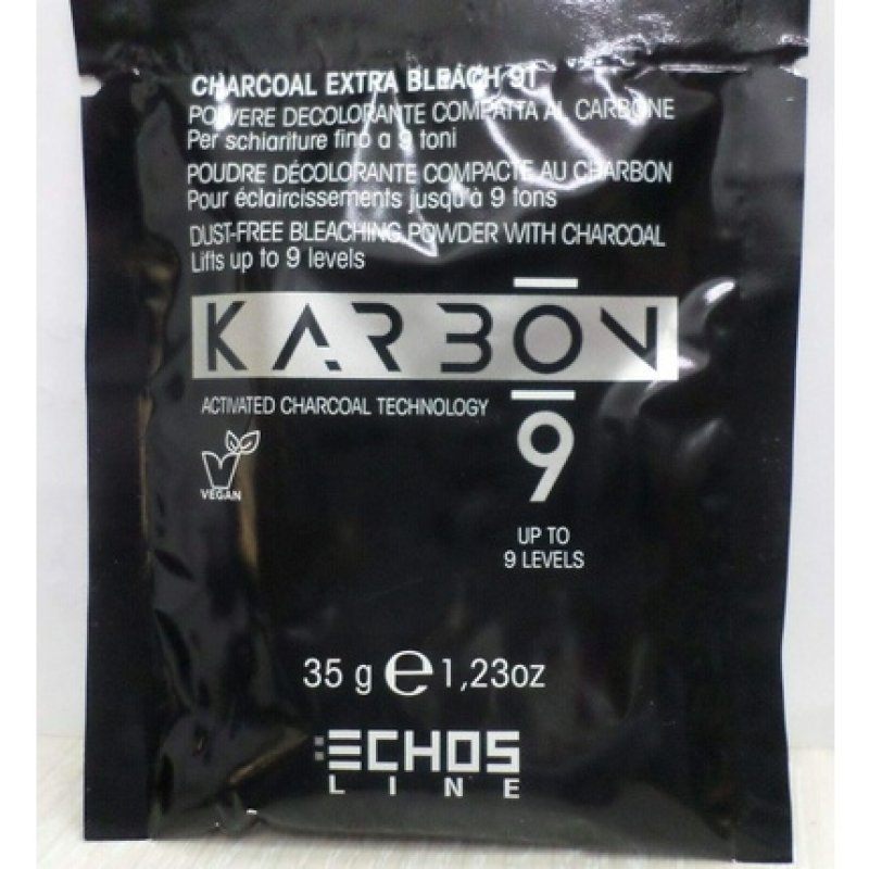 Echos Line Carbon 9 Bleaching Powder with Charcoal Lightens Up to 9 Shades
