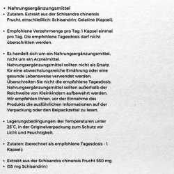 Schisandra Lemongrass Herbal Supplement Improves Well-Being 550mg Per Capsule