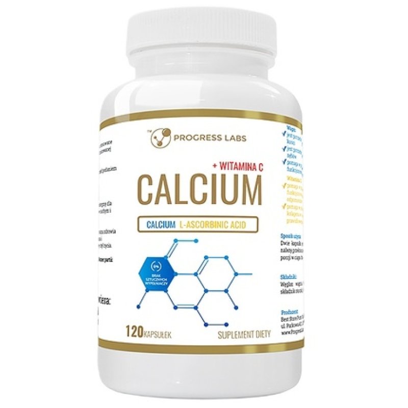 Progress Labs Calcium Vitamin C Dietary Supplement 120 Capsules