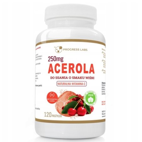 Progress Labs Acerola Natural Vitamin C Cherry Dietary Supplement 120 Tablets