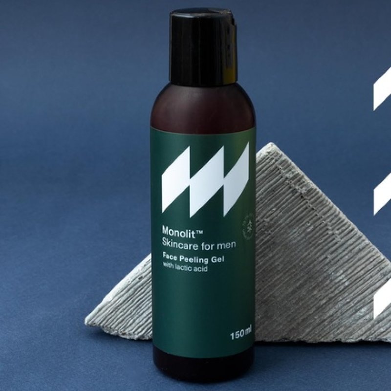 Monolit Peeling Face Wash Gel with Lactic Acid for Men - Apricot Kernel Powder