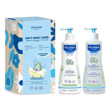 Mustela Gentle Baby Cleaning Essentials Duo - 500ml Gel And 500ml Water