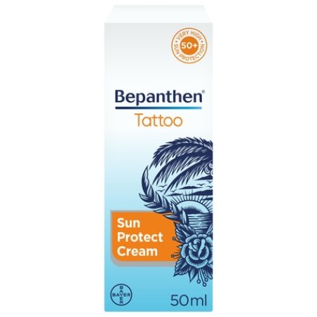 Bepanthen Tattoo Sunscreen Cream For Tattooed Skin Spf 50 Uva/Uvb 50 Ml