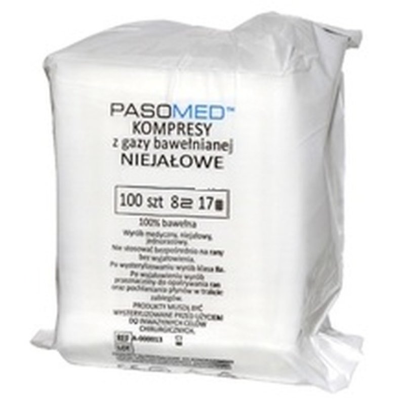 Pasomed Non-Sterile Compresses 5x5cm, 100 Pieces, 8 Layers