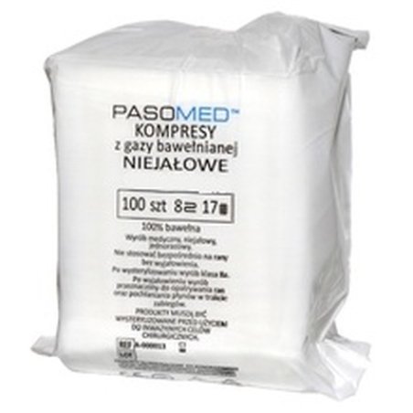 Pasomed Non-Sterile Compresses 5x5cm, 100 Pieces, 8 Layers