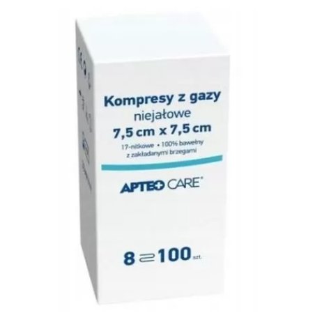 Apteocare Non-Sterile Gauze Swabs 75x75cm - 100 Pieces - Long Validity