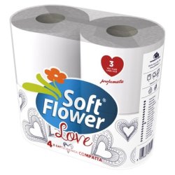 Soft Flower Toilet Paper 4 Rolls IGIENICA 3-Ply Scented Love