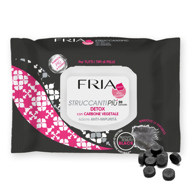Fria Detox Charcoal Makeup Remover Wipes 20 units