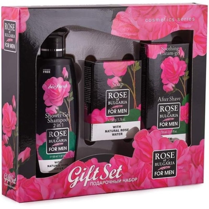 Rose of Bulgaria for Men Shower Gel & Shampoo, Soap and After Shave Gift Set