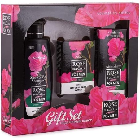 Rose of Bulgaria for Men Shower Gel & Shampoo, Soap and After Shave Gift Set