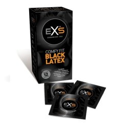 Exs Black Latex Condoms - 12 Count