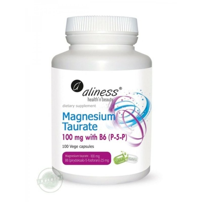 Magnesium Taurate 100mg Vitamin B6 100 Capsules - ALINESS Poland