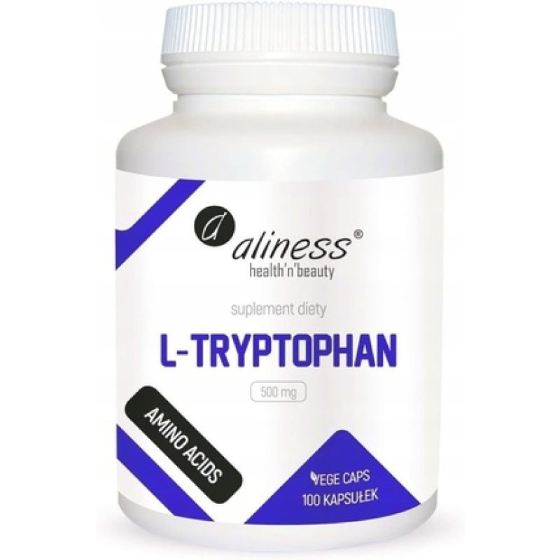 Aliness L-Tryptophan 500mg Amino Acids Sleep Stress Dietary Supplement 100 Capsules