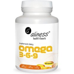 Aliness Omega 3-6-9 270/225/50mg - Supports Heart and Brain Function - Dietary Supplement 90 Capsules