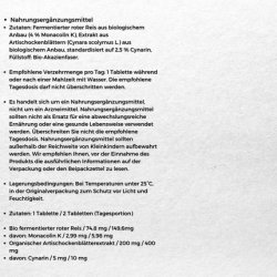 BeOrganic Cholesterol Red Yeast Rice Artichoke Supplement 100 Tablets