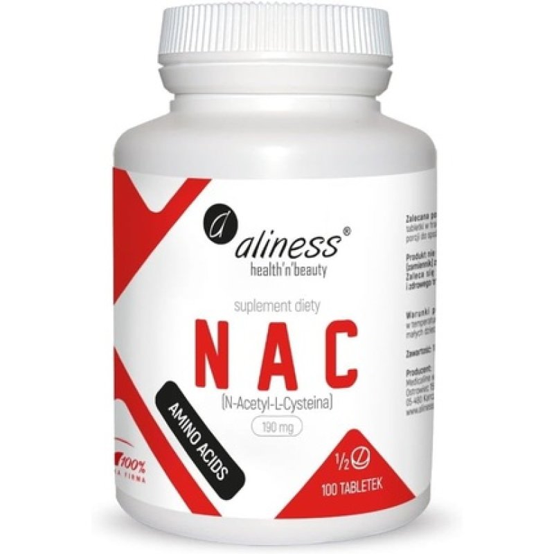 Aliness NAC N-Acetyl-L-Cysteine 190mg Amino Acids Detox Liver Dietary Supplement 100 Tablets