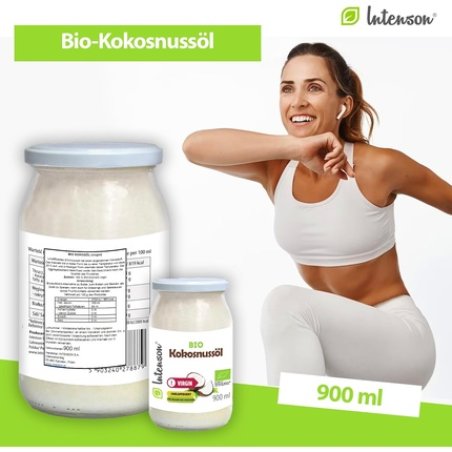 Intenson Organic Coconut Virgin Oil 900ml Cold Pressed Unrefined Vegan Glass Jar