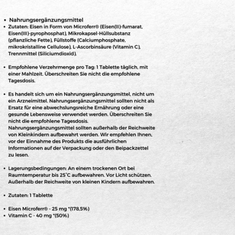 Aliness Organic Iron MicroFerr 25mg 100 Tablets