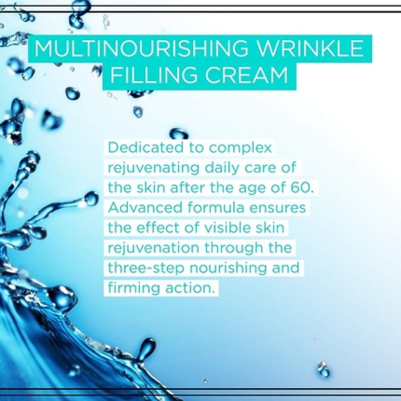 Eveline Cosmetics Clinic Face Care for 60 Anti-Flatten, Anti-Aging Hyaluronic Cream Moisturizer for Women - Day and