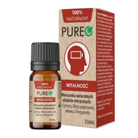 Pureo Vitality Blend Of Natural Essential Oils With Lemon, Peppermint, Juniper, And Bergamot, 10 Ml