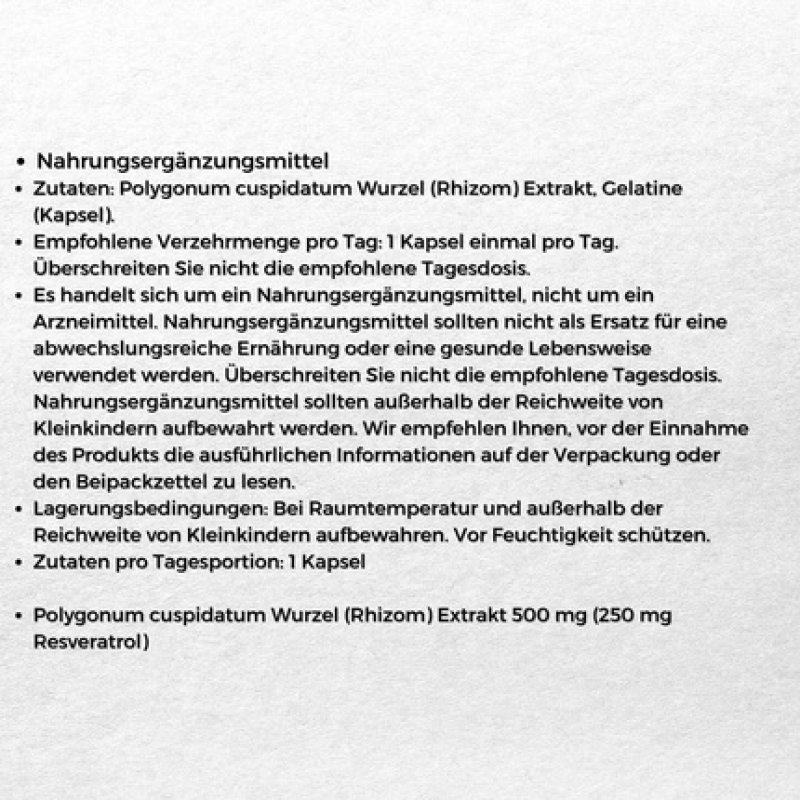 Resveratrol Forte Polygonum Cuspidatum Supplement for Cardiovascular Support