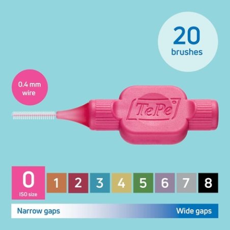 Tepe Interdental Brush Original Pink 0.4mm Iso 0 - Pack of 20