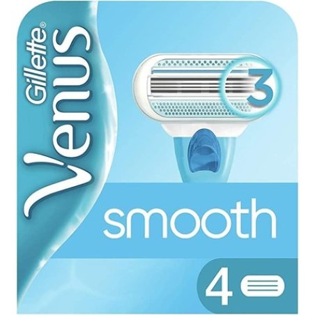 Gillette Venus Smooth Women's Razor Blades 4 Replacement Blades Triple Blade - Pack of 4