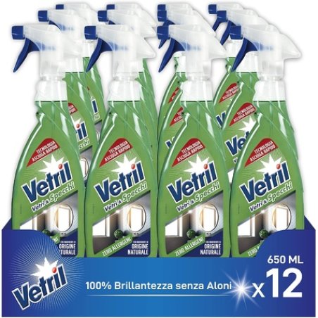 Vetril Natural Glass and Mirror Cleaner without Allergens with Ingredients of Natural Origin Quick Drying Technology