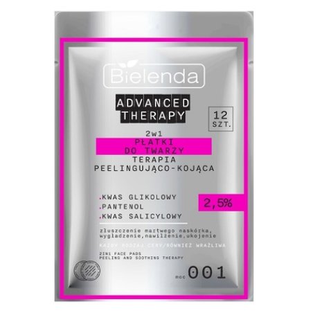 Bielenda Advanced Therapy 2-In-1 Face Pads Exfoliating-Soothing Therapy 2.5% - 12 Pieces