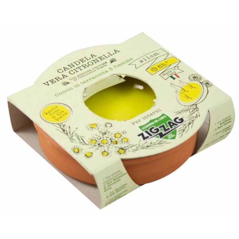 Citronella Candle in Coccio 11 cm Zig Zag 3 Flames