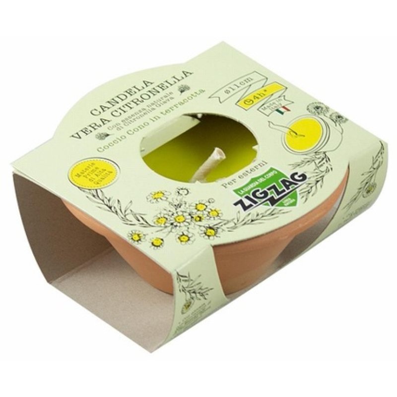 Citronella Candle in Coccio 11 cm Zig Zag