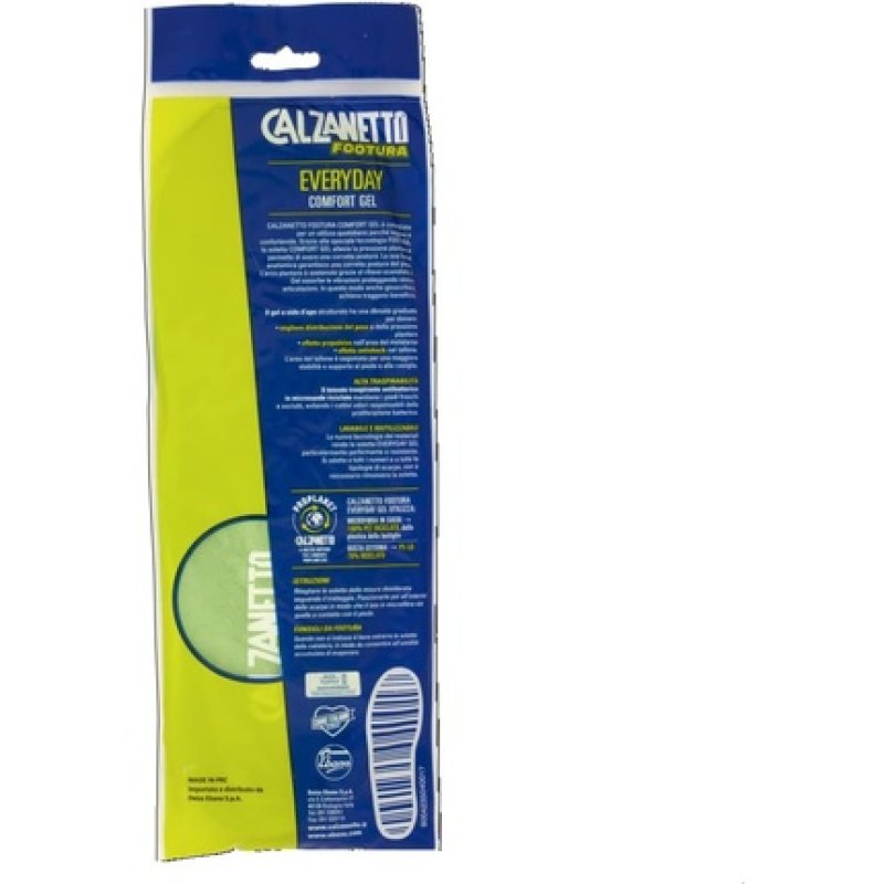Calzanetto FOOTURA Everyday Man Lightweight Gel Insoles to Relieve Pressure and Absorb Vibration Green 38-45