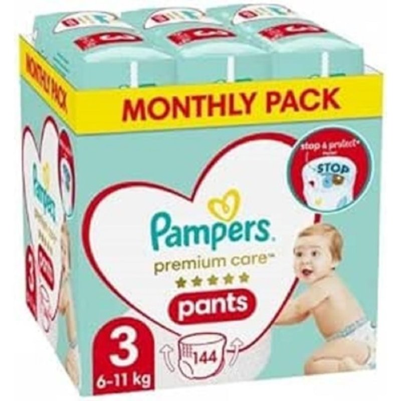 PAMPERS Premium Pants nappies Size 3 6-11kg 144pcs