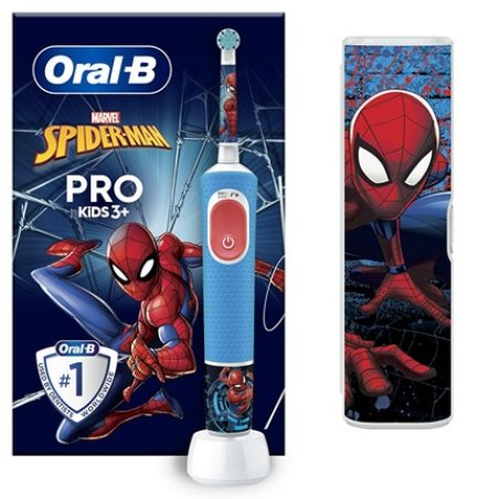 Oral-B | Vitality PRO Kids Spiderman | Electric Toothbrush with Travel Case | Rechargeable | For children | Blue |