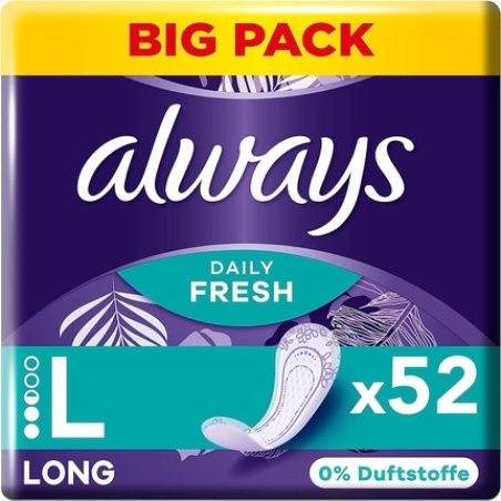 Always Daily Fresh Long Pantyliners 52 Pieces 0% Fragrance